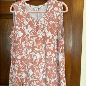 Liz Claiborne Floral Tank Top - Pink and White